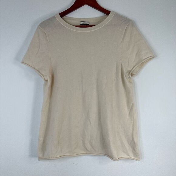 J.Crew 100% Cashmere Short Sleeve Sweater T-shirt Womens 2X Heather Stone Beige - Picture 1 of 9
